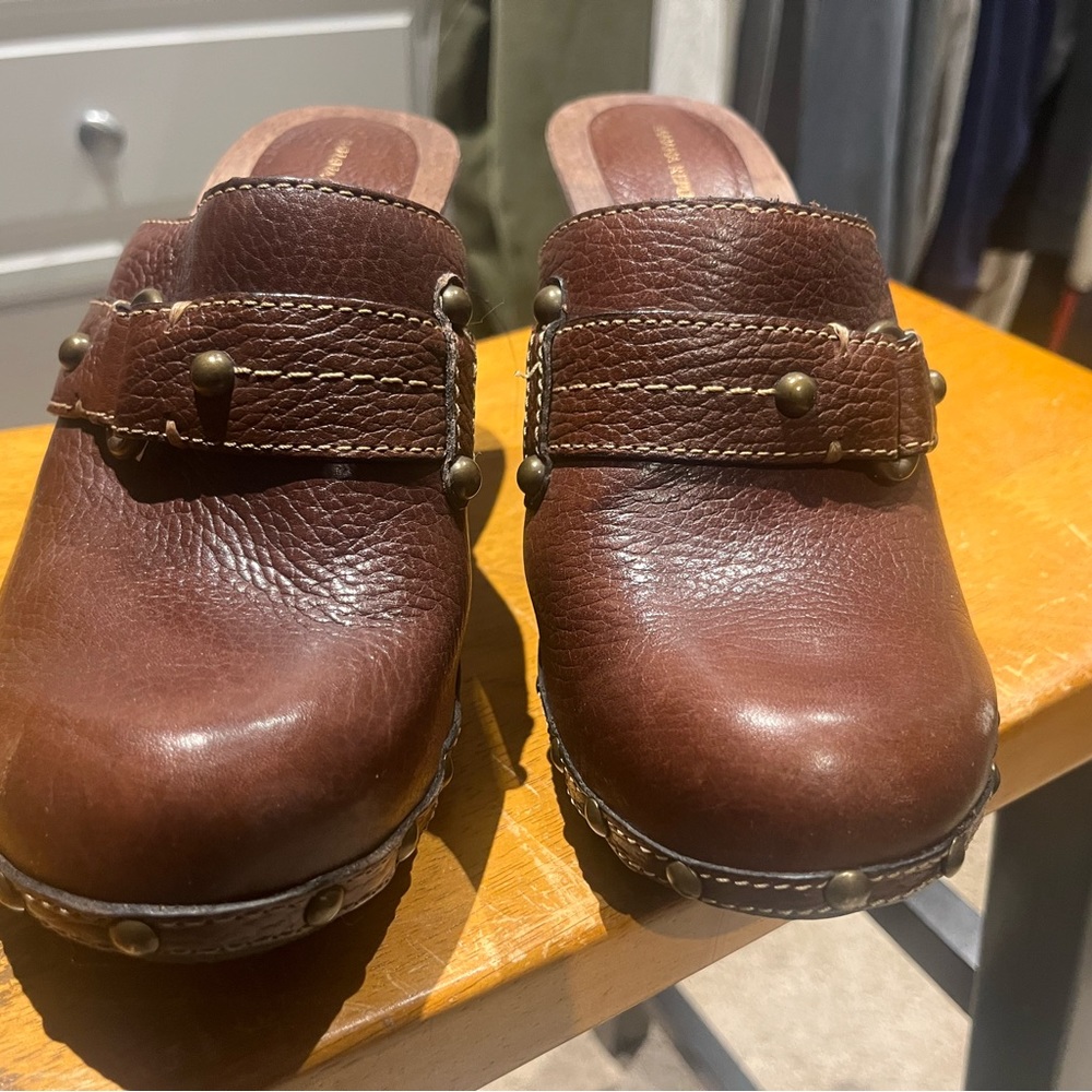 Banana Republic Brown Leather Mules with Braided Strap